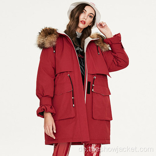 Trendy Clothing Einfarbige Parka-Jacke mit Kapuze für Damen